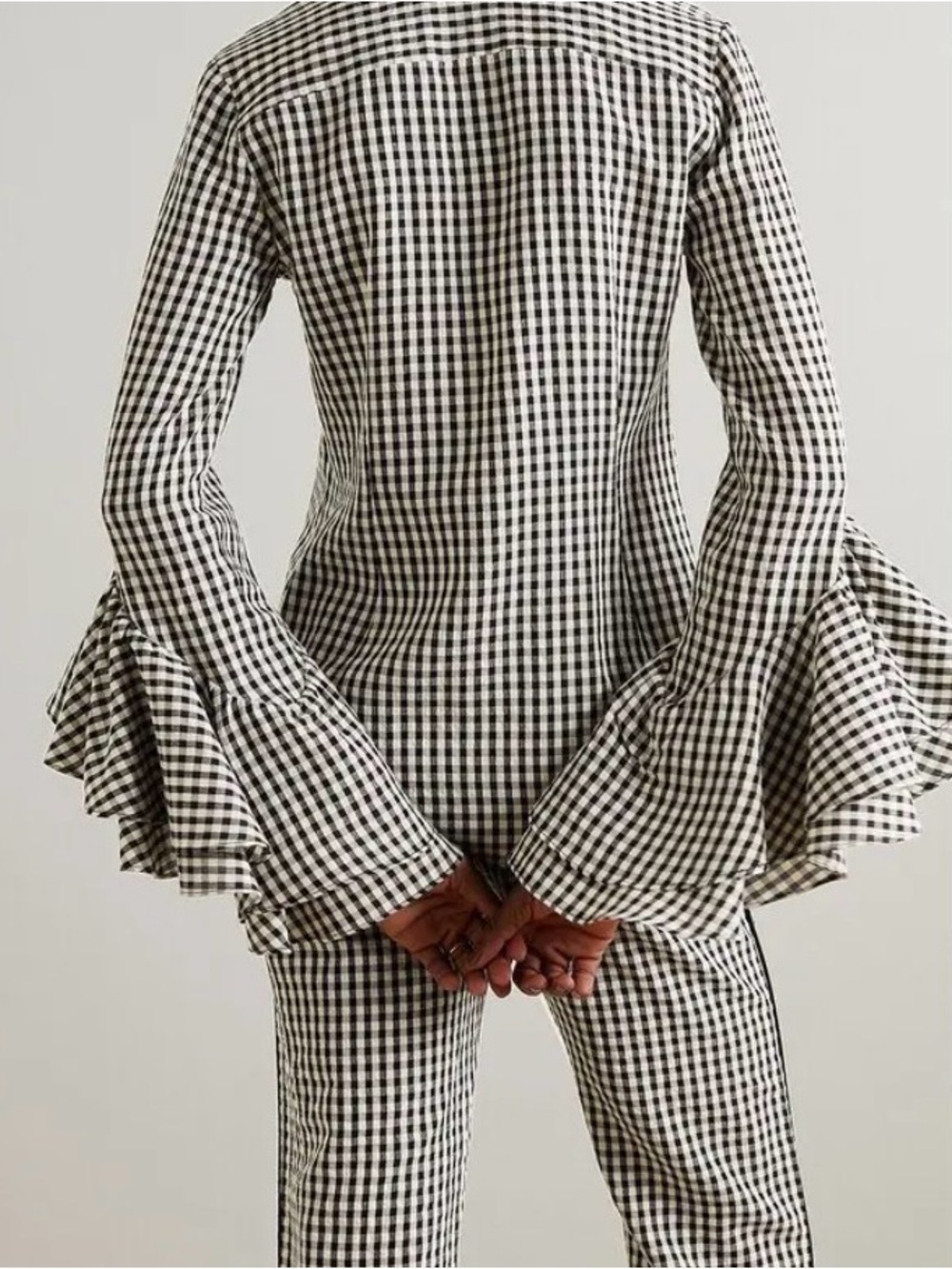 Markarian Nina Ruffled Gingham Blouse Black/White 6